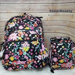 Vera Bradley Large Essential Backpack Tangerine Twist Black Floral Lunch Bunch